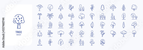 Tree vector icons, wooden trunk and outline branches