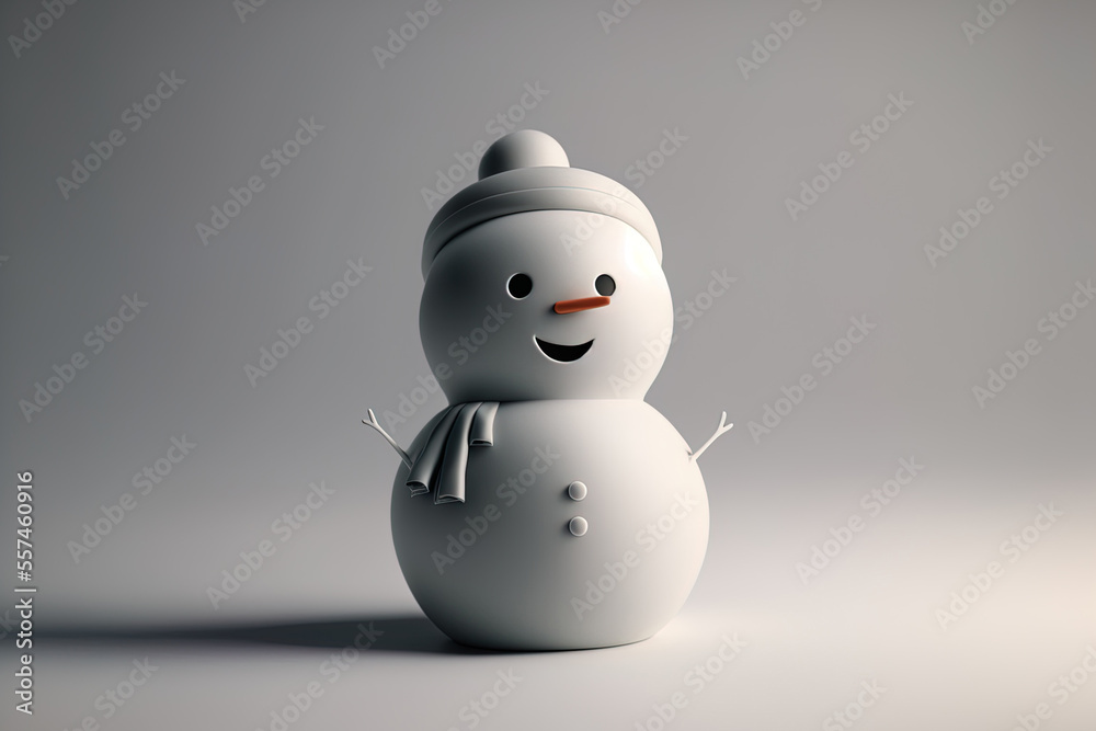 Snowman cartoon on a light gray background. Generative AI