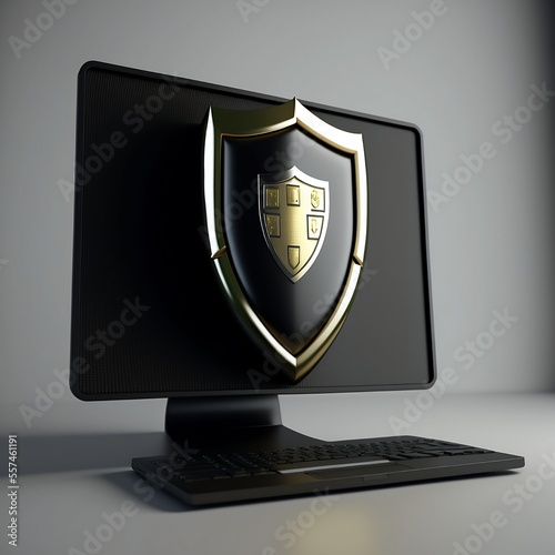 cybersecurity symbol on computer screen illustration photo