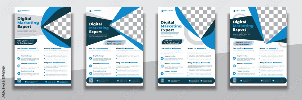 Digital marketing agency flyer template, creative professional a4 flyer ...