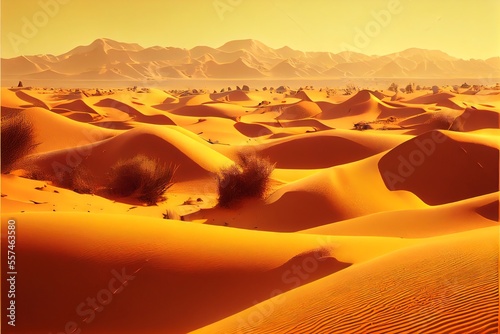 Sand dunes of the Sahara Desert. Generative AI