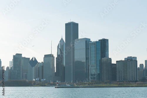 Chicago Business District  Downtown  Skyscraper. Michigan Lake