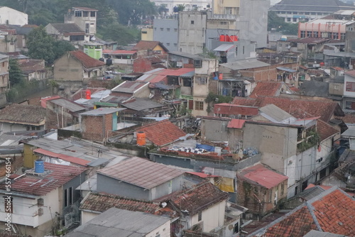 the atmosphere of the landscape of the city of Bandung in the Lengkong area in the morning photo