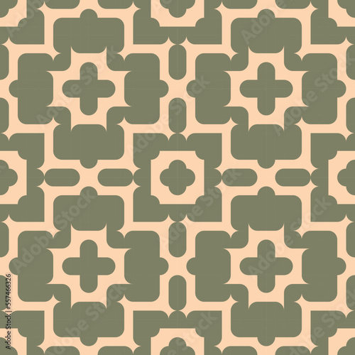 seamless damask pattern with green flowers