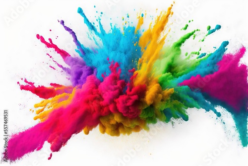 a colorful powder explosion is shown on a white background with a white background and a white background with a white background. Generative AI