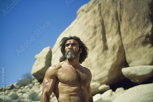 Hyper realistic caveman illustration