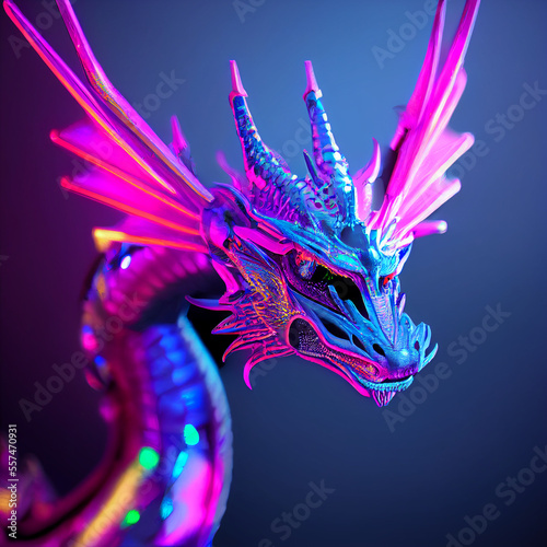 Scary dragon illustration, fantasy picture photo