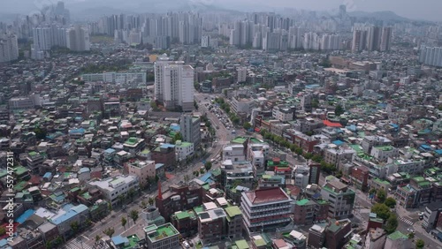 [korea drone footage] Seoul city landscape,, Yeongdeungpo, Commercial District photo