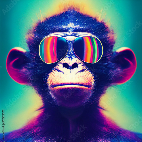Fashion monkey with sunglasses portrait © Alguien
