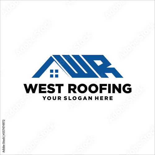 Letter WR with Roofing Real Estate vector logo design template. House abstract concept icon.