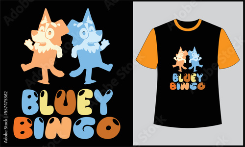 bluey bingo vintage illustration vector t shirt design photo