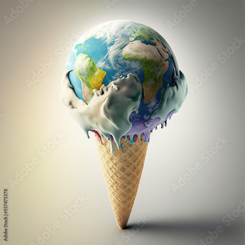 Canvas-taulu Earth as an ice-cream, created with Generative AI technology