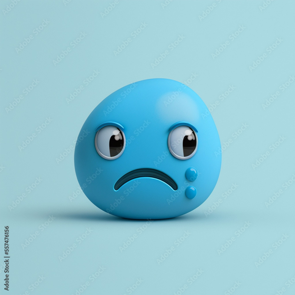 Fototapeta premium Sad emoji crying. Blue monday concept. Generative AI.
