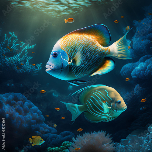 Fish under the sea. Generative AI. © DALU11