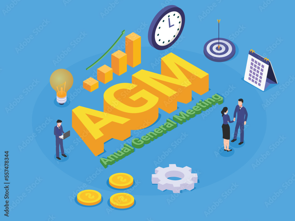 Annual General Meeting (AGM) isometric 3d vector concept Annual General Meeting (AGM) isometric 3d vector concept