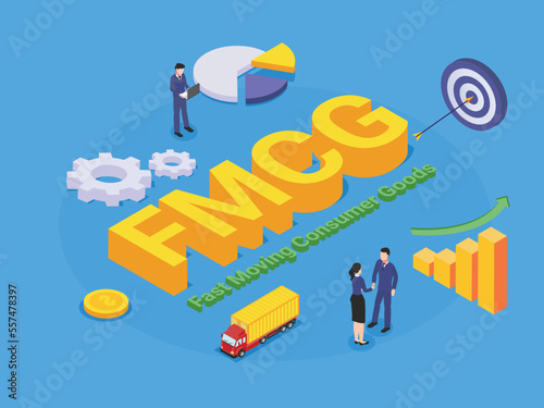 Fast Moving Consumer Goods ( (FMCG) isometric 3d vector concept 