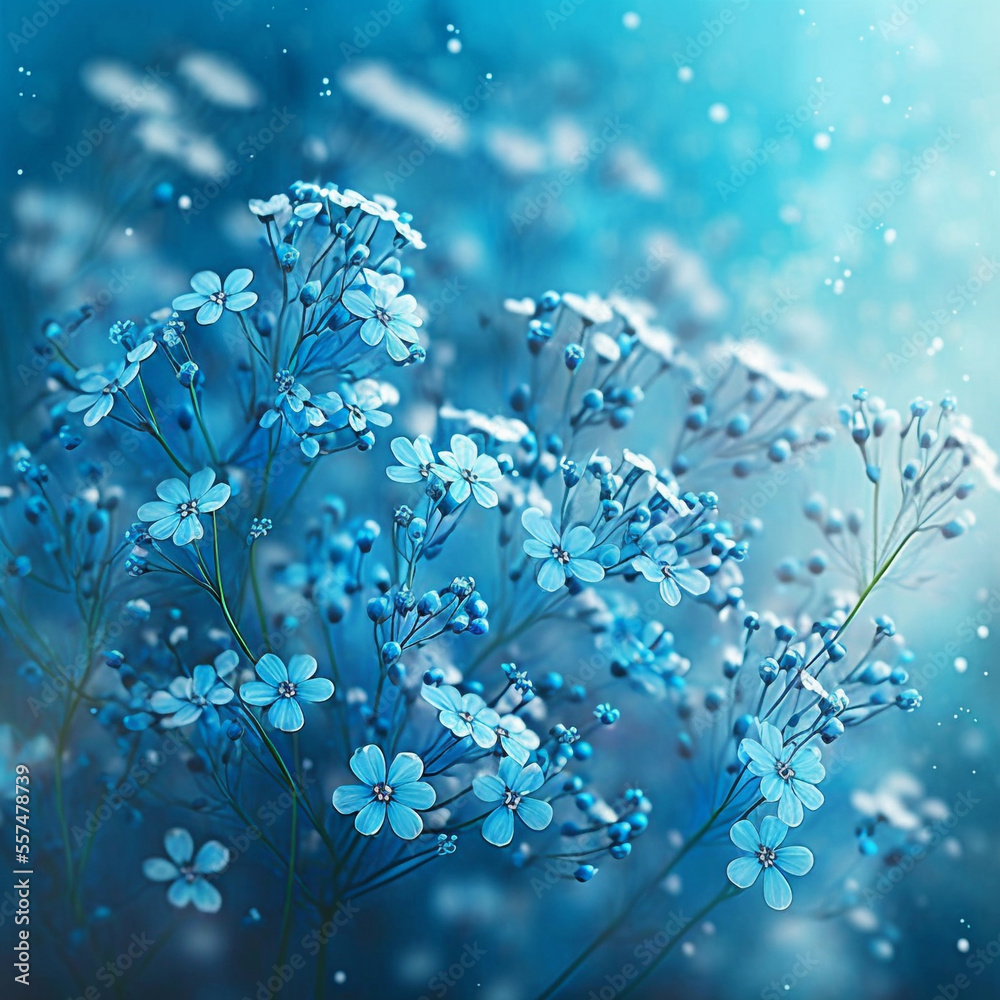 Beautiful flower background of blue gypsophila flowers. Generative AI  Illustration Stock | Adobe Stock