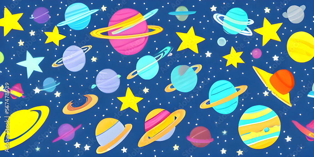 seamless pattern with planet and stars seamless pattern with planet and stars