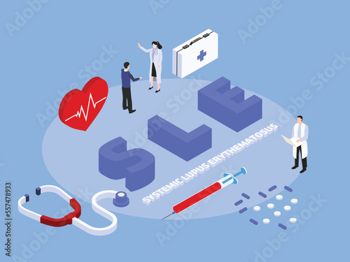 Systemic Lupus Erythematosus SLE 3D flat isometric vector concept for banner, website, illustration, landing page, flyer, etc.