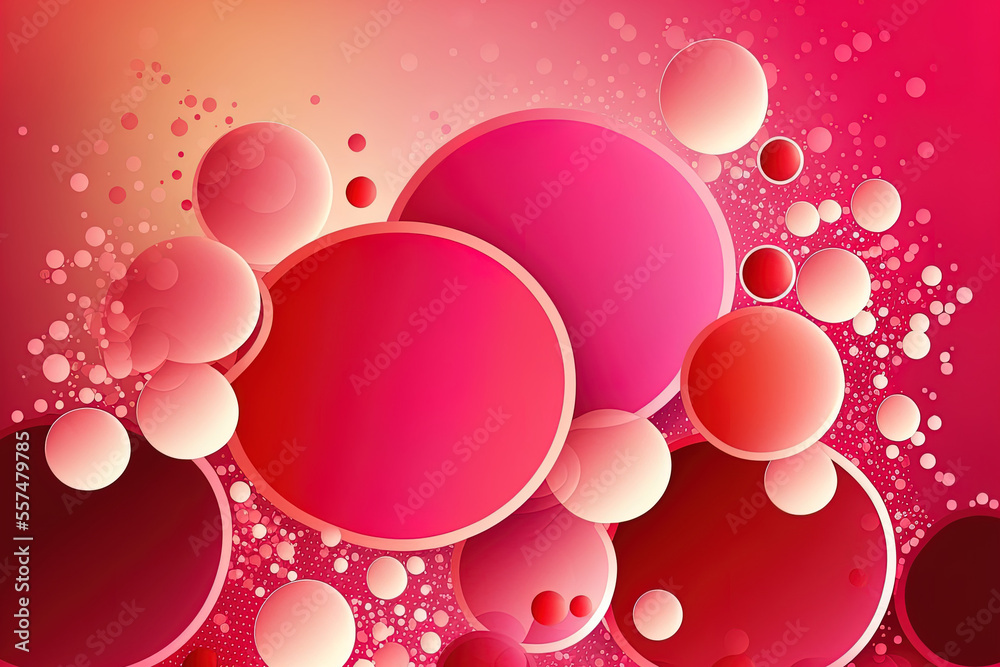 Abstract red and pink backdrop with bubbles. Generative AI