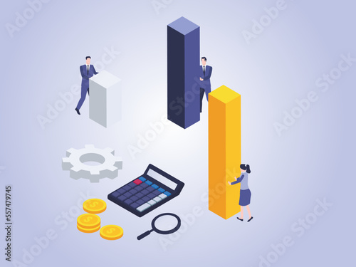 Business team arrange business graph together. teamwork vector concept.