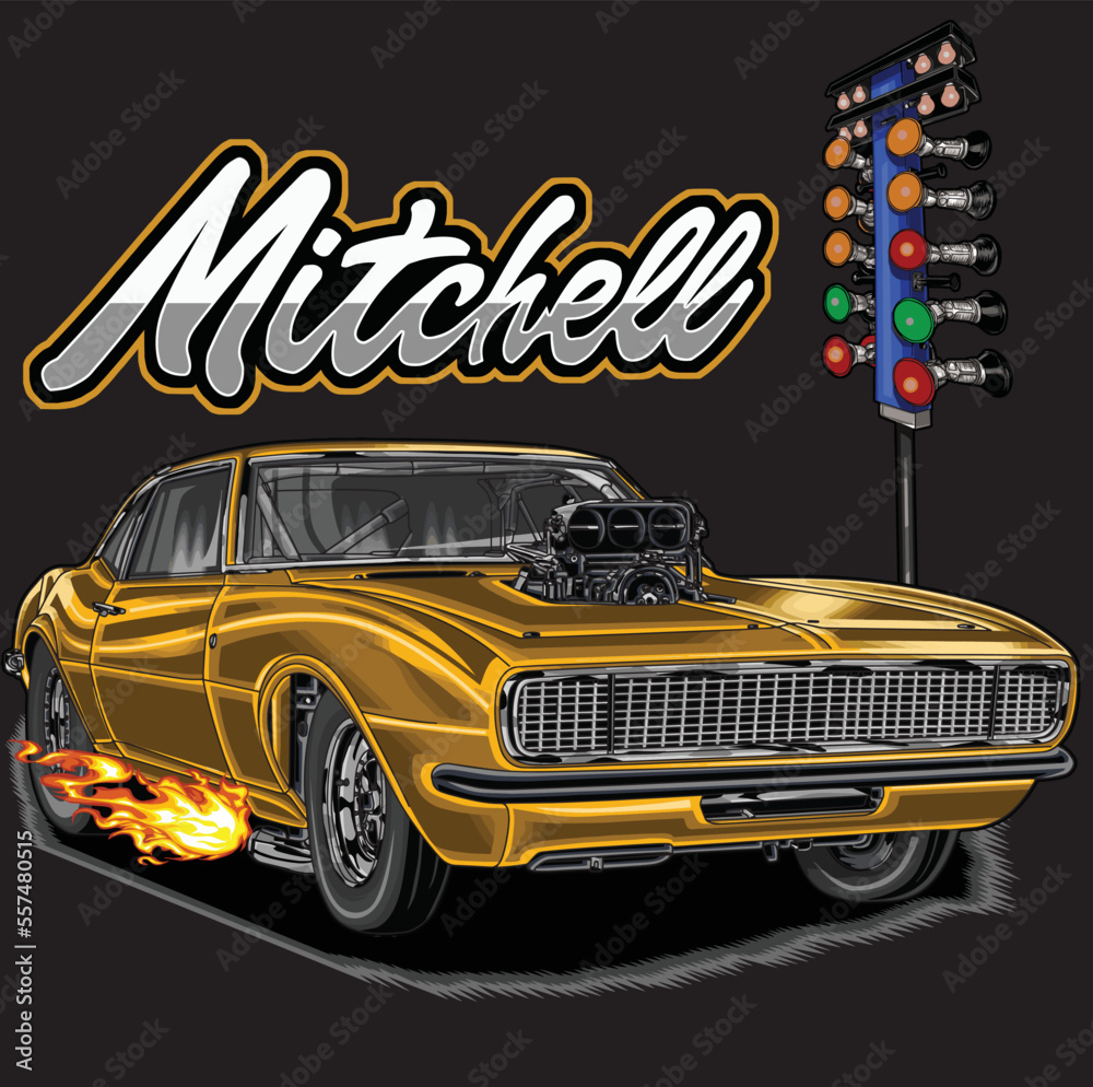 Φωτογραφία drag race isolated on black background for poster, t-shirt print, business element, social media content, blog, sticker, vlog, and card