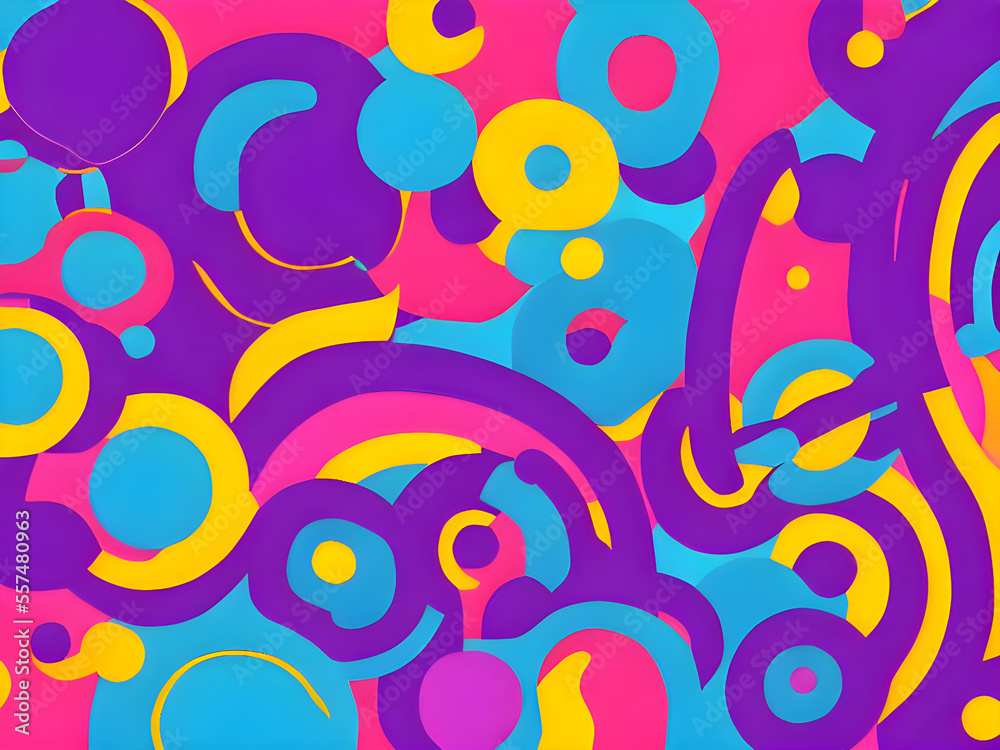 Modern style abstraction with composition made of various rounded shapes in color. Vector illustration.