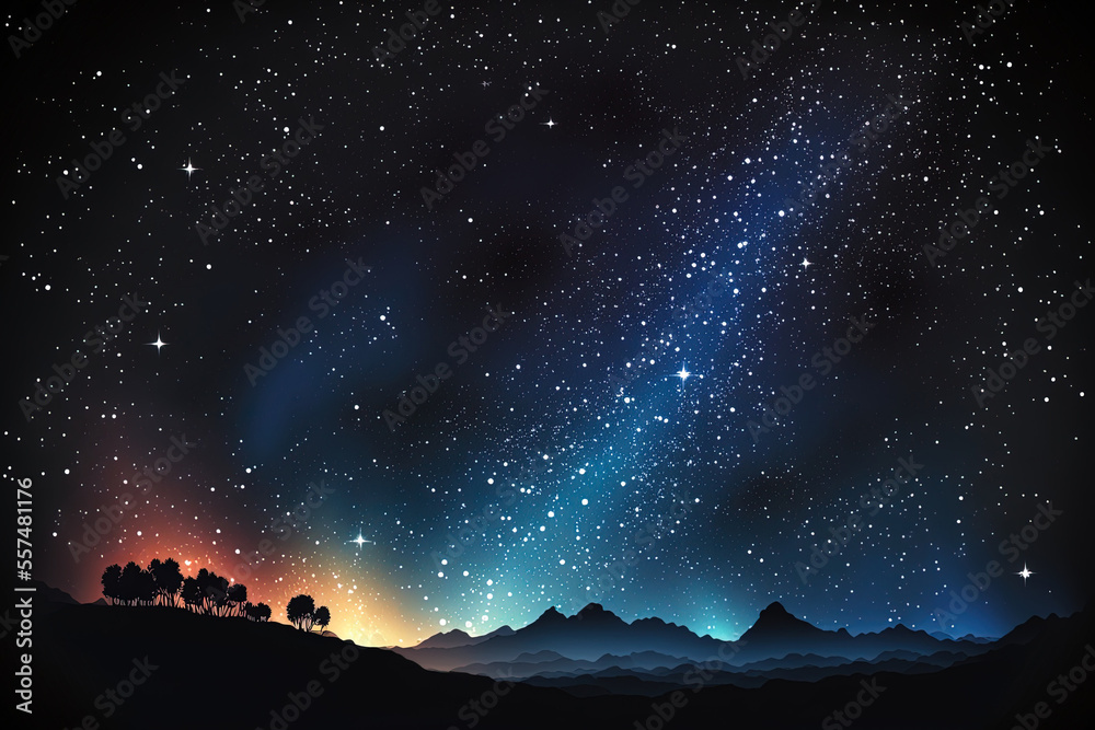 Stars on a night sky background with a raster picture of an abstract cosmic background in a bright, colorful . Generative AI Stars on a night sky background with a raster picture of an abstract cosmic background in a bright, colorful . Generative AI