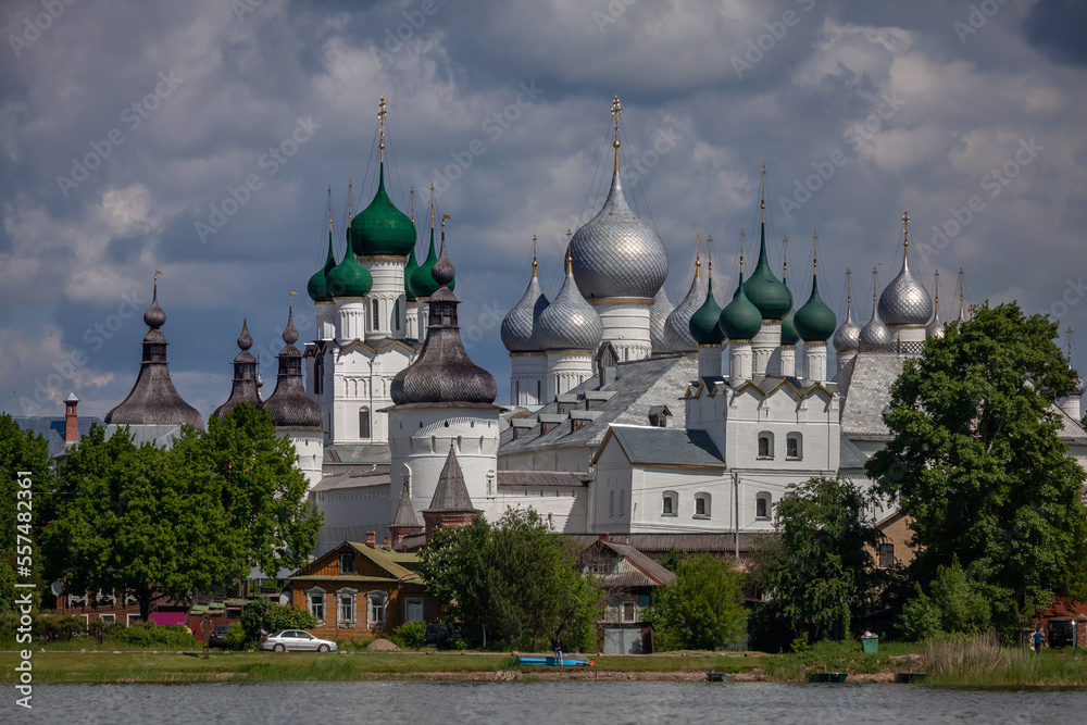 Panorama of the town of Rostov the Great. View from Lake Nero (Yaroslavl region, Russia)
