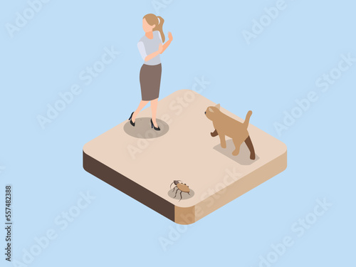 Woman suffering from cynophobia