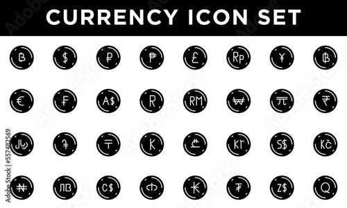 Currency Icons solid style vector design