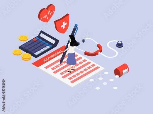 Woman filling health insurance form