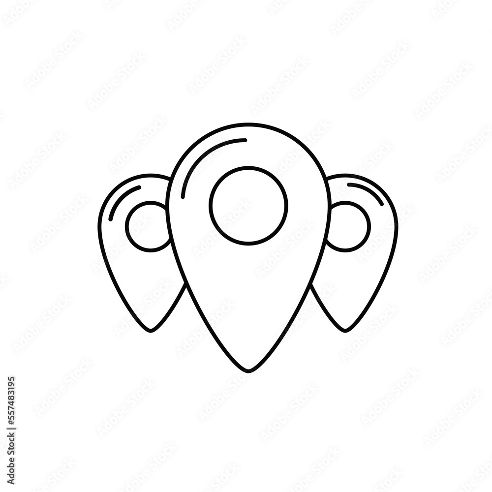 Flat navigation icon. Locate pin gps map. Position geotag vector.