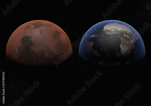 Picture of Mars and Earth the Sister planets - 3d Representation