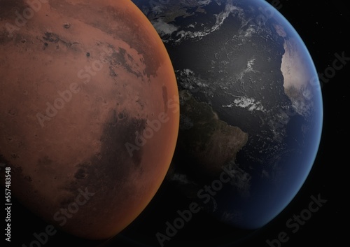 Picture of Mars and Earth the Sister planets - 3d Representation