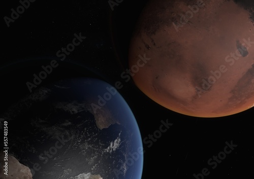 Picture of Mars and Earth the Sister planets - 3d Representation