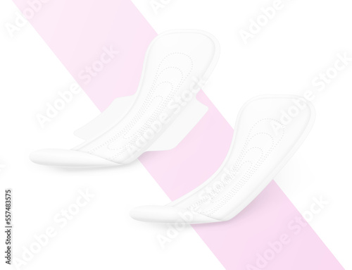 Realistic women pad mockup. Half side view. Vector illustration. Сan be used for healthcare, medical and other needs. EPS10.	 photo