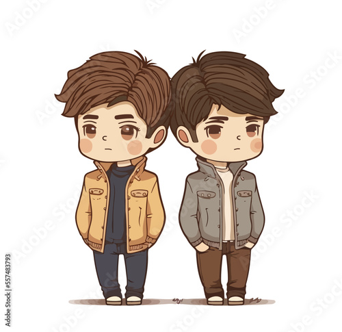 Cartoon boys twins on a white background. Vector illustration