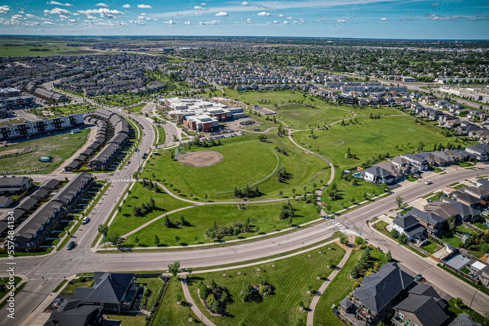 Aerial views of the Willowgrove neighborhood of Saskatoon