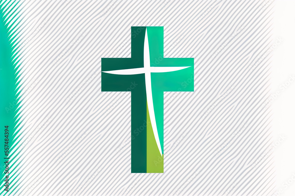 Christian cross icon logo template in form. Generative AI