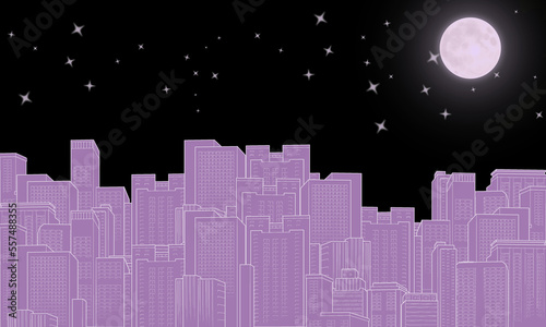 night city with moon