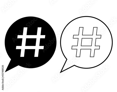 Hastag icon set. Symbol for social network isolated on white background