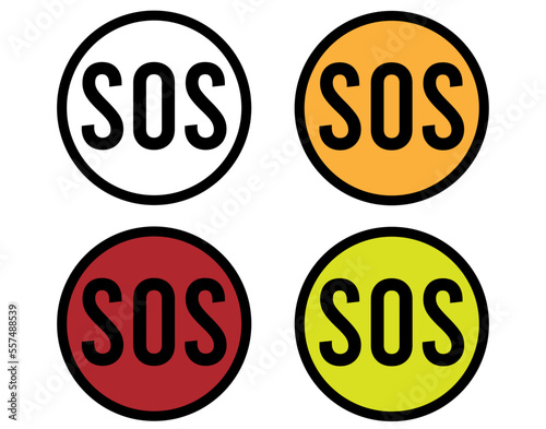 SOS icon. Vector distress and help sign. SOS buttons isolated on white background