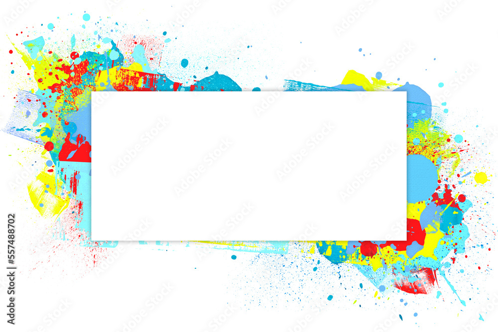 A colorful splash frame in isolated white background, for decoration of a title, message, story A colorful splash frame in isolated white background, for decoration of a title, message, story