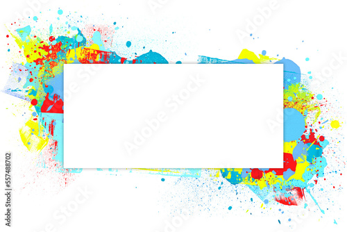 A colorful splash frame in isolated white background, for decoration of a title, message, story