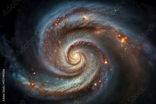 Space spiral galaxy Nebula, starry universe, and stardust. Generative AI