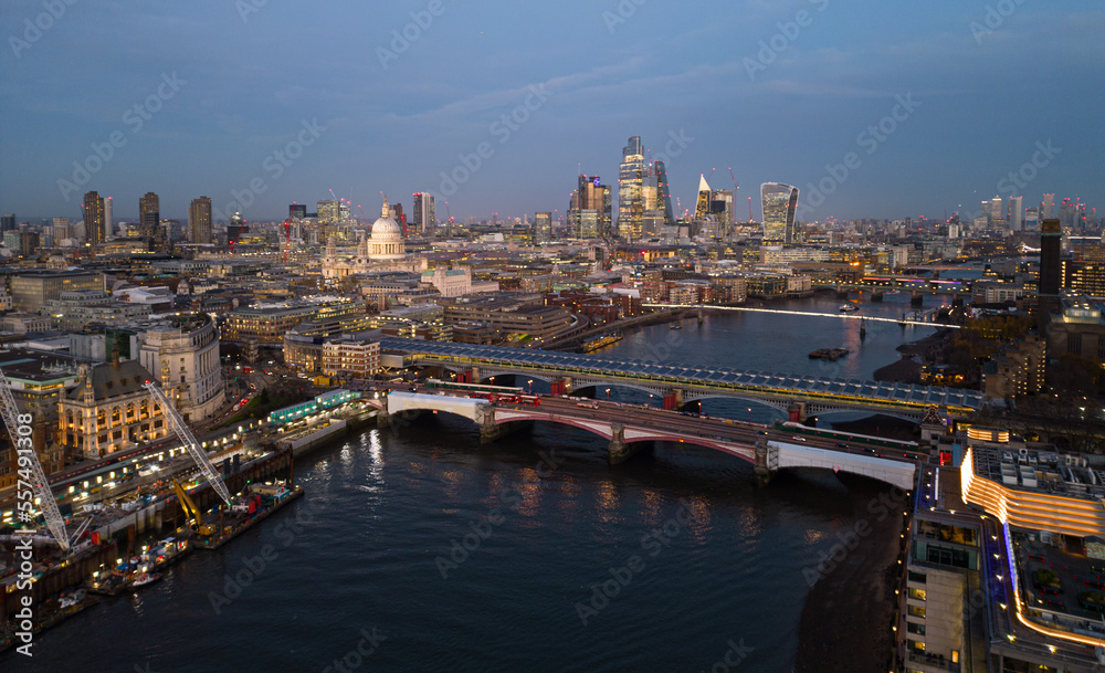 City of London in the evening - aerial view - travel photography