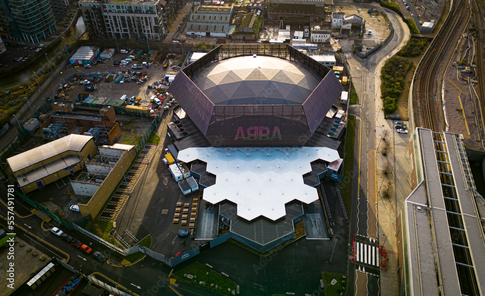 ABBA Arena in London - aerial view over the concert hall - LONDON, UNITED  KINGDOM - DECEMBER 20, 2022 Stock-Foto | Adobe Stock