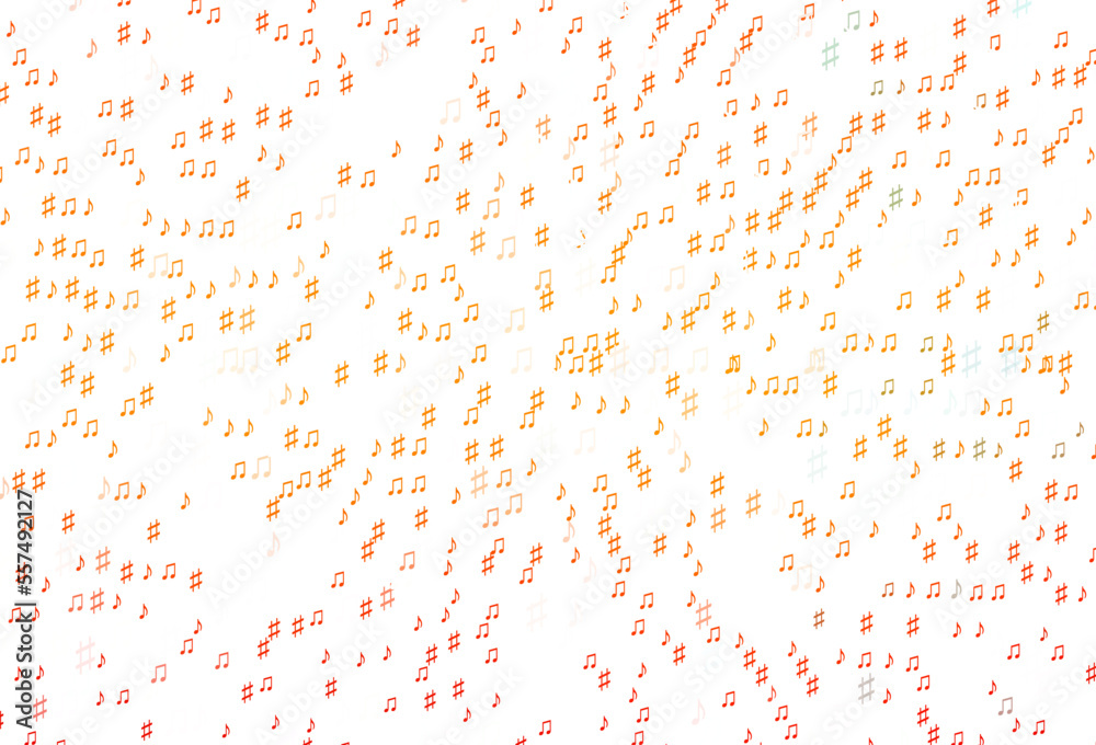 Fototapeta premium Light Orange vector pattern with music elements.