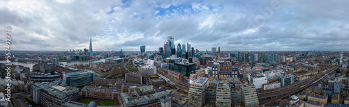 Amazing aerial view over the City of London with its iconic buildings - travel photography